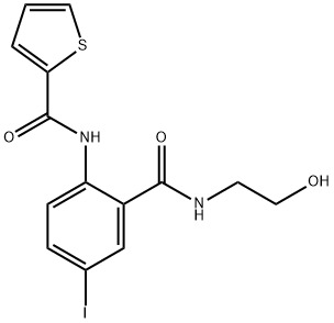 N-(2-{[(2-hydroxyethyl)amino]carbonyl}-4-iodophenyl)thiophene-2-carboxamide 구조식 이미지