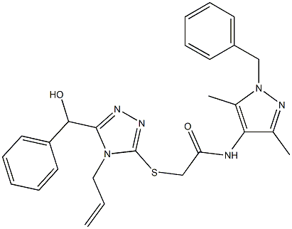 2-({4-allyl-5-[hydroxy(phenyl)methyl]-4H-1,2,4-triazol-3-yl}sulfanyl)-N-(1-benzyl-3,5-dimethyl-1H-pyrazol-4-yl)acetamide Structure