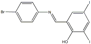 2-{[(4-bromophenyl)imino]methyl}-4,6-diiodophenol 구조식 이미지