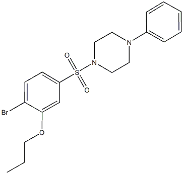 2-bromo-5-[(4-phenyl-1-piperazinyl)sulfonyl]phenyl propyl ether Structure