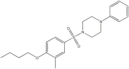 butyl 2-methyl-4-[(4-phenyl-1-piperazinyl)sulfonyl]phenyl ether 구조식 이미지