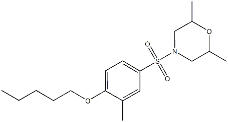 2,6-dimethyl-4-{[3-methyl-4-(pentyloxy)phenyl]sulfonyl}morpholine Structure