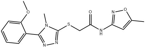 2-{[5-(2-methoxyphenyl)-4-methyl-4H-1,2,4-triazol-3-yl]sulfanyl}-N-(5-methyl-3-isoxazolyl)acetamide 구조식 이미지