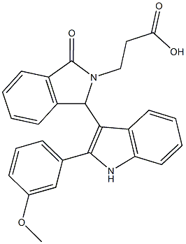 3-{1-[2-(3-methoxyphenyl)-1H-indol-3-yl]-3-oxo-1,3-dihydro-2H-isoindol-2-yl}propanoic acid 구조식 이미지