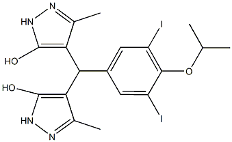 4-[(3,5-diiodo-4-isopropoxyphenyl)(5-hydroxy-3-methyl-1H-pyrazol-4-yl)methyl]-3-methyl-1H-pyrazol-5-ol Structure