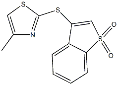 2-[(1,1-dioxido-1-benzothien-3-yl)sulfanyl]-4-methyl-1,3-thiazole Structure