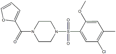 4-chloro-2-{[4-(2-furoyl)-1-piperazinyl]sulfonyl}-5-methylphenyl methyl ether Structure