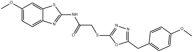 N-(6-methoxy-1,3-benzothiazol-2-yl)-2-{[5-(4-methoxybenzyl)-1,3,4-oxadiazol-2-yl]sulfanyl}acetamide Structure