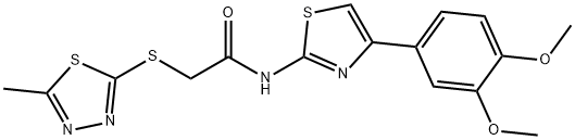 N-[4-(3,4-dimethoxyphenyl)-1,3-thiazol-2-yl]-2-[(5-methyl-1,3,4-thiadiazol-2-yl)sulfanyl]acetamide 구조식 이미지