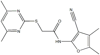 N-(3-cyano-4,5-dimethyl-2-furyl)-2-[(4,6-dimethyl-2-pyrimidinyl)sulfanyl]acetamide Structure