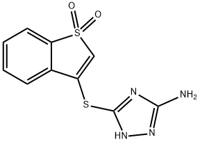 5-[(1,1-dioxido-1-benzothien-3-yl)sulfanyl]-4H-1,2,4-triazol-3-amine Structure