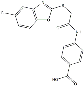 4-({[(5-chloro-1,3-benzoxazol-2-yl)sulfanyl]acetyl}amino)benzoic acid Structure
