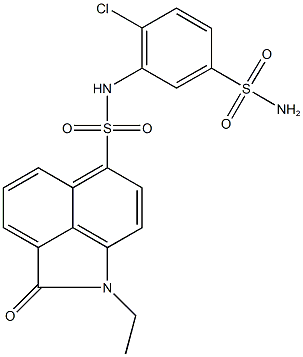 N-[5-(aminosulfonyl)-2-chlorophenyl]-1-ethyl-2-oxo-1,2-dihydrobenzo[cd]indole-6-sulfonamide 구조식 이미지