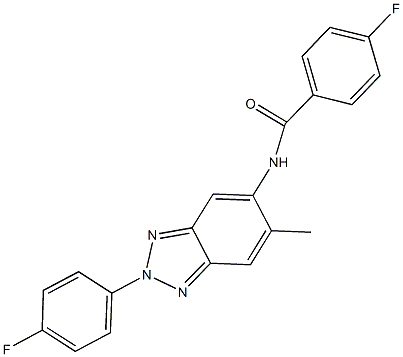 4-fluoro-N-[2-(4-fluorophenyl)-6-methyl-2H-1,2,3-benzotriazol-5-yl]benzamide 구조식 이미지