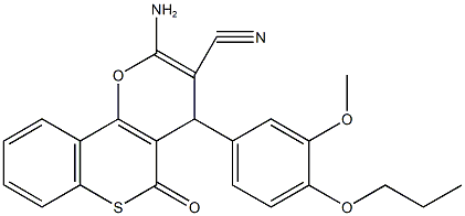 2-amino-4-(3-methoxy-4-propoxyphenyl)-5-oxo-4H,5H-thiochromeno[4,3-b]pyran-3-carbonitrile Structure