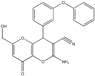 2-amino-6-(hydroxymethyl)-8-oxo-4-(3-phenoxyphenyl)-4,8-dihydropyrano[3,2-b]pyran-3-carbonitrile 구조식 이미지