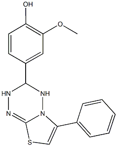 2-methoxy-4-(6-phenyl-3,4-dihydro-2H-[1,3]thiazolo[3,2-b][1,2,4,5]tetraazin-3-yl)phenol Structure