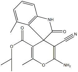 isopropyl 6'-amino-5'-cyano-2',4-dimethyl-2-oxo-1,3-dihydrospiro[2H-indole-3,4'-(4'H)-pyran]-3'-carboxylate Structure