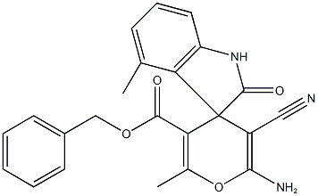 benzyl 6'-amino-5'-cyano-2',4-dimethyl-2-oxo-1,3-dihydrospiro[2H-indole-3,4'-(4'H)-pyran]-3'-carboxylate Structure