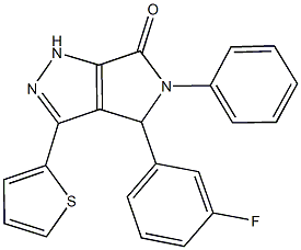 4-(3-fluorophenyl)-5-phenyl-3-(2-thienyl)-4,5-dihydropyrrolo[3,4-c]pyrazol-6(1H)-one 구조식 이미지