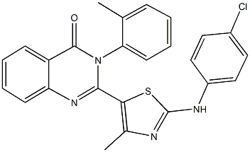 2-[2-(4-chloroanilino)-4-methyl-1,3-thiazol-5-yl]-3-(2-methylphenyl)-4(3H)-quinazolinone Structure