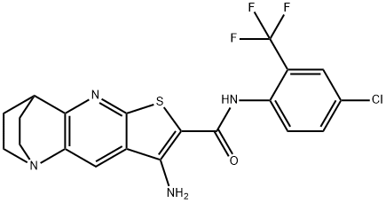 5-amino-N-[4-chloro-2-(trifluoromethyl)phenyl]-7-thia-1,9-diazatetracyclo[9.2.2.0~2,10~.0~4,8~]pentadeca-2(10),3,5,8-tetraene-6-carboxamide 구조식 이미지