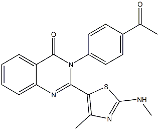 3-(4-acetylphenyl)-2-[4-methyl-2-(methylamino)-1,3-thiazol-5-yl]-4(3H)-quinazolinone 구조식 이미지
