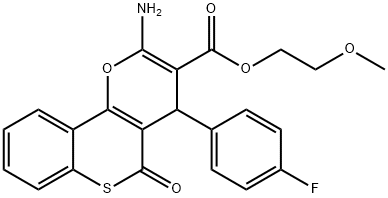 2-methoxyethyl 2-amino-4-(4-fluorophenyl)-5-oxo-4H,5H-thiochromeno[4,3-b]pyran-3-carboxylate Structure