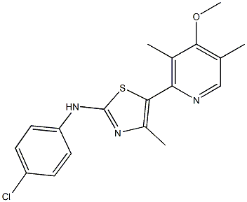 N-(4-chlorophenyl)-N-[5-(4-methoxy-3,5-dimethyl-2-pyridinyl)-4-methyl-1,3-thiazol-2-yl]amine 구조식 이미지