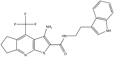 3-amino-N-[2-(1H-indol-3-yl)ethyl]-4-(trifluoromethyl)-6,7-dihydro-5H-cyclopenta[b]thieno[3,2-e]pyridine-2-carboxamide 구조식 이미지