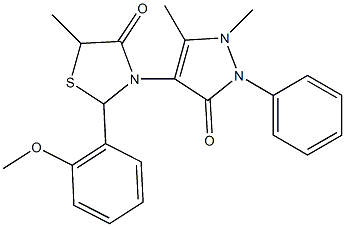3-(1,5-dimethyl-3-oxo-2-phenyl-2,3-dihydro-1H-pyrazol-4-yl)-2-(2-methoxyphenyl)-5-methyl-1,3-thiazolidin-4-one 구조식 이미지