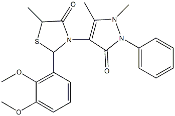 2-(2,3-dimethoxyphenyl)-3-(1,5-dimethyl-3-oxo-2-phenyl-2,3-dihydro-1H-pyrazol-4-yl)-5-methyl-1,3-thiazolidin-4-one Structure