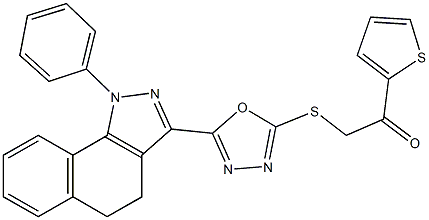 2-{[5-(1-phenyl-4,5-dihydro-1H-benzo[g]indazol-3-yl)-1,3,4-oxadiazol-2-yl]sulfanyl}-1-(2-thienyl)ethanone 구조식 이미지