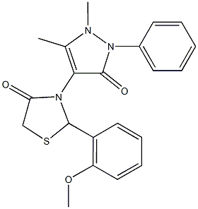 3-(1,5-dimethyl-3-oxo-2-phenyl-2,3-dihydro-1H-pyrazol-4-yl)-2-(2-methoxyphenyl)-1,3-thiazolidin-4-one 구조식 이미지