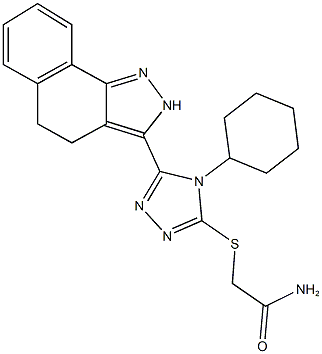 2-{[4-cyclohexyl-5-(4,5-dihydro-2H-benzo[g]indazol-3-yl)-4H-1,2,4-triazol-3-yl]sulfanyl}acetamide 구조식 이미지