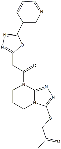 1-[(8-{[5-(3-pyridinyl)-1,3,4-oxadiazol-2-yl]acetyl}-5,6,7,8-tetrahydro[1,2,4]triazolo[4,3-a]pyrimidin-3-yl)sulfanyl]acetone Structure