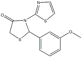 2-(3-methoxyphenyl)-3-(1,3-thiazol-2-yl)-1,3-thiazolidin-4-one 구조식 이미지