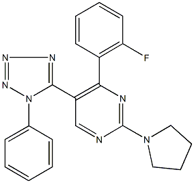 4-(2-fluorophenyl)-5-(1-phenyl-1H-tetraazol-5-yl)-2-(1-pyrrolidinyl)pyrimidine 구조식 이미지