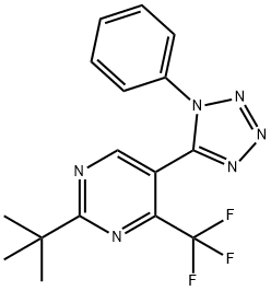 2-tert-butyl-5-(1-phenyl-1H-tetraazol-5-yl)-4-(trifluoromethyl)pyrimidine 구조식 이미지