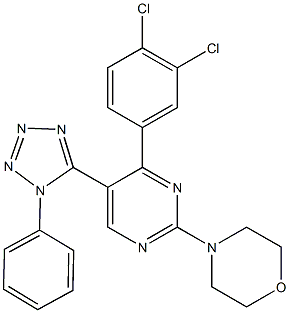 4-[4-(3,4-dichlorophenyl)-5-(1-phenyl-1H-tetraazol-5-yl)-2-pyrimidinyl]morpholine 구조식 이미지
