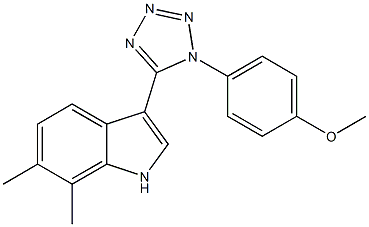 3-[1-(4-methoxyphenyl)-1H-tetraazol-5-yl]-6,7-dimethyl-1H-indole 구조식 이미지