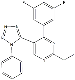 4-(3,5-difluorophenyl)-2-isopropyl-5-(1-phenyl-1H-tetraazol-5-yl)pyrimidine 구조식 이미지