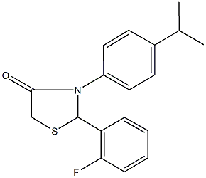 2-(2-fluorophenyl)-3-(4-isopropylphenyl)-1,3-thiazolidin-4-one 구조식 이미지