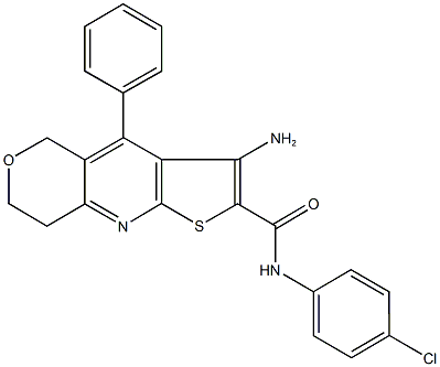 3-amino-N-(4-chlorophenyl)-4-phenyl-7,8-dihydro-5H-pyrano[4,3-b]thieno[3,2-e]pyridine-2-carboxamide 구조식 이미지