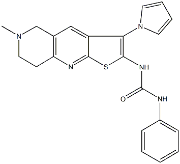 N-[6-methyl-3-(1H-pyrrol-1-yl)-5,6,7,8-tetrahydrothieno[2,3-b][1,6]naphthyridin-2-yl]-N'-phenylurea Structure