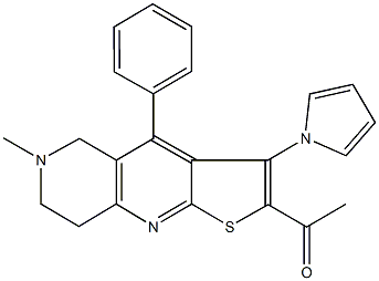 1-[6-methyl-4-phenyl-3-(1H-pyrrol-1-yl)-5,6,7,8-tetrahydrothieno[2,3-b][1,6]naphthyridin-2-yl]ethanone 구조식 이미지