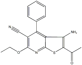 2-acetyl-3-amino-6-ethoxy-4-phenylthieno[2,3-b]pyridine-5-carbonitrile Structure