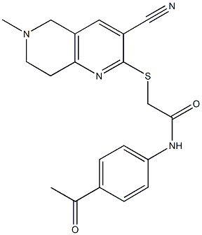N-(4-acetylphenyl)-2-[(3-cyano-6-methyl-5,6,7,8-tetrahydro[1,6]naphthyridin-2-yl)sulfanyl]acetamide Structure