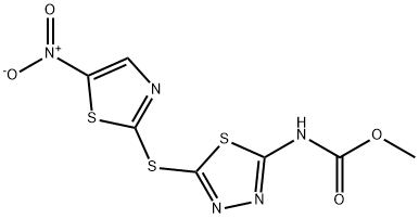 methyl 5-({5-nitro-1,3-thiazol-2-yl}sulfanyl)-1,3,4-thiadiazol-2-ylcarbamate Structure