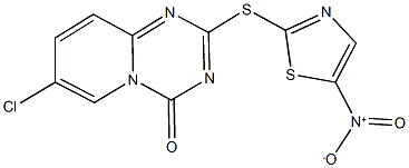 7-chloro-2-({5-nitro-1,3-thiazol-2-yl}sulfanyl)-4H-pyrido[1,2-a][1,3,5]triazin-4-one Structure